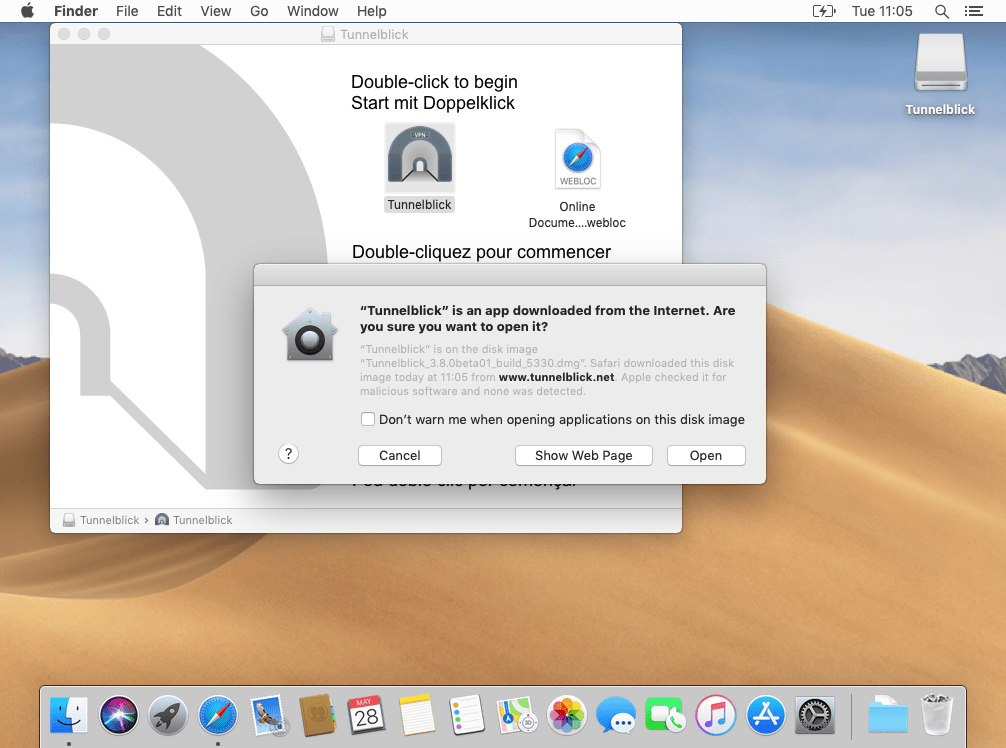 install and setup tunnelblick on mac os for openvpn